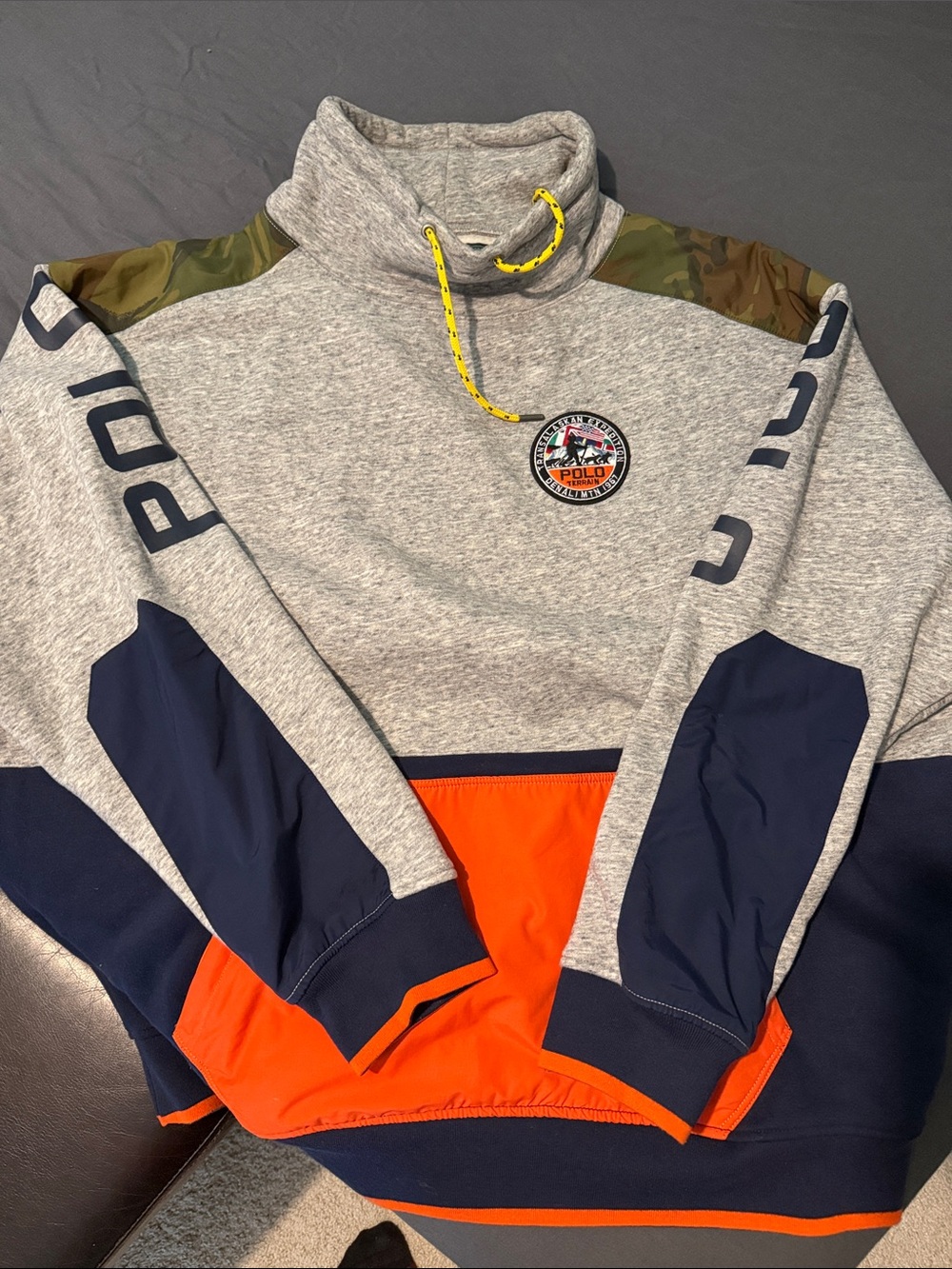Ralph Lauren Polo Country Sweatshirt with Patch and Yellow Drawcord XL